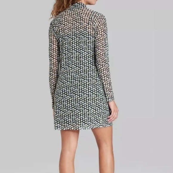 Wild Fable Black and White Mini Daisy Sheer Shirt Dress XXL - Picture 2 of 12